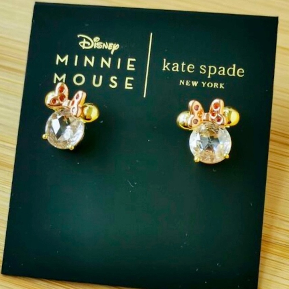 Kate Spade Mini Mouse Sparkling Crystal, Stud Earrings/ Gold Tone